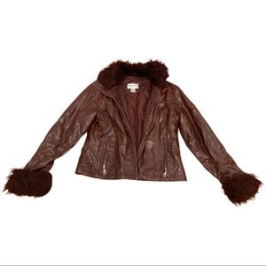 Vintage Cien Deep Red Coat with fur accents :)